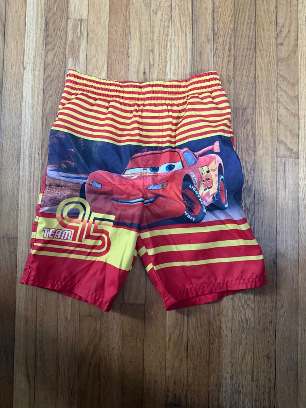 Disney Pixar Cars 5T Lightning McQueen Red & Yellow Swim Trunks